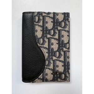 Dior Oblique Jacquard Card Wallet Black Leather Bifold Men’s Compact Slim